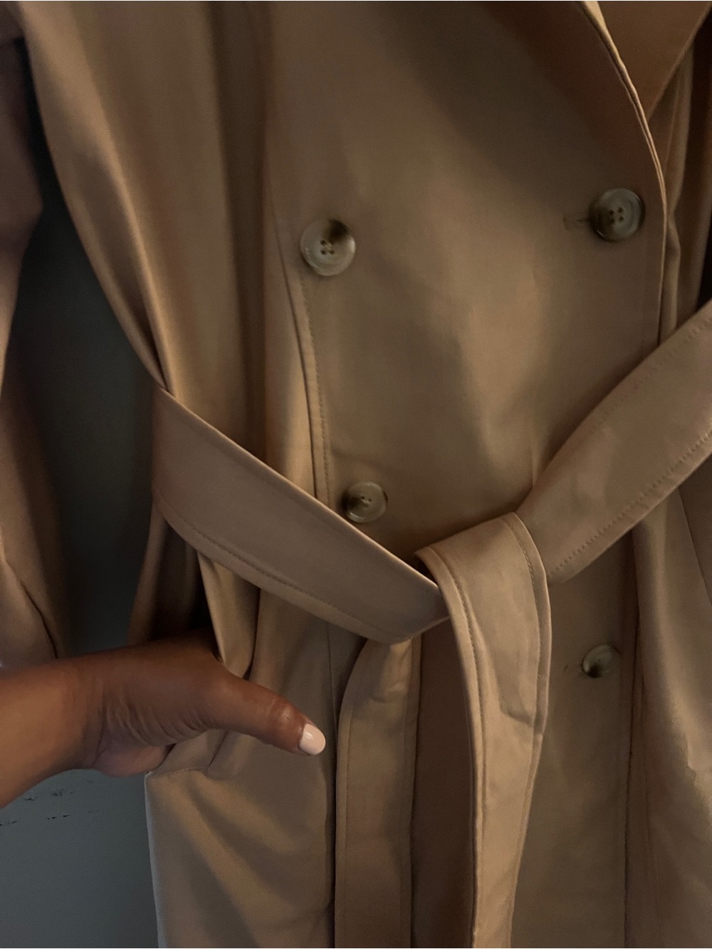 Anthropologie Greylin Nate Soft Twill Trench Coat Midi Belted Double Breasted XS - Picture 10 of 16